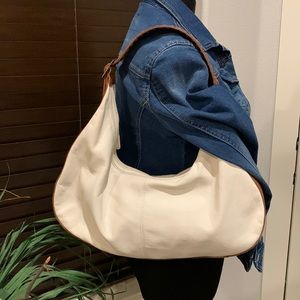 Kate Landry Leather Crescent Hobo Shoulder Bag